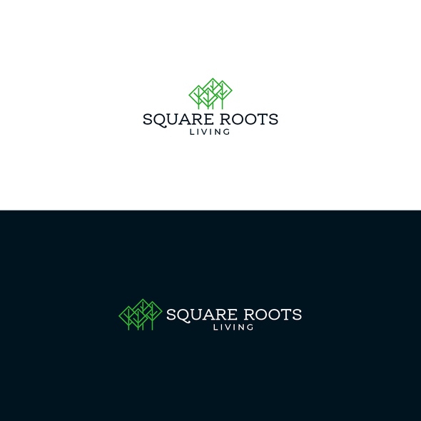 Space brand with the title 'Square Roots Living'