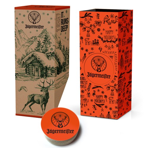 Christmas packaging with the title 'Jagermeister Christmas package design'