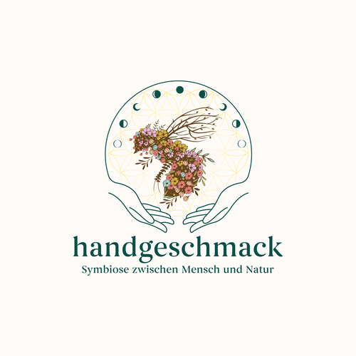 Floral logo with the title 'HANDGESCHMACK LOGO '