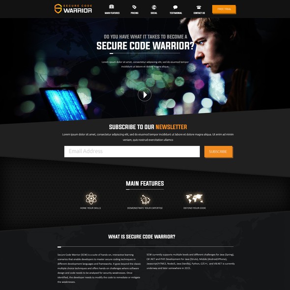 Security website with the title 'Secure Code Warrior'