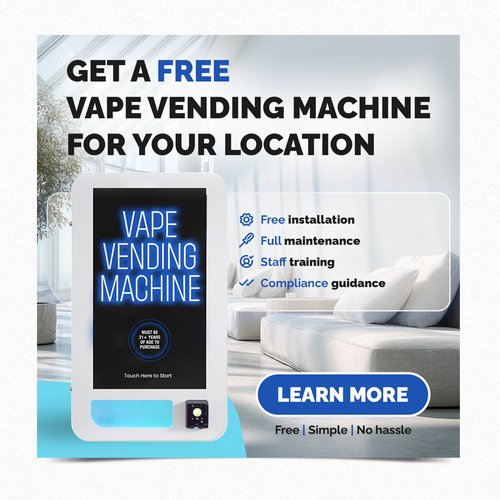 Vending machine design with the title 'Facebook Ad Banner for Vending Machine Company'
