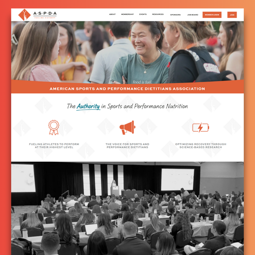 Design with the title 'Updated Branding and Website Refresh for American Sports and Performance Dietitians Association'