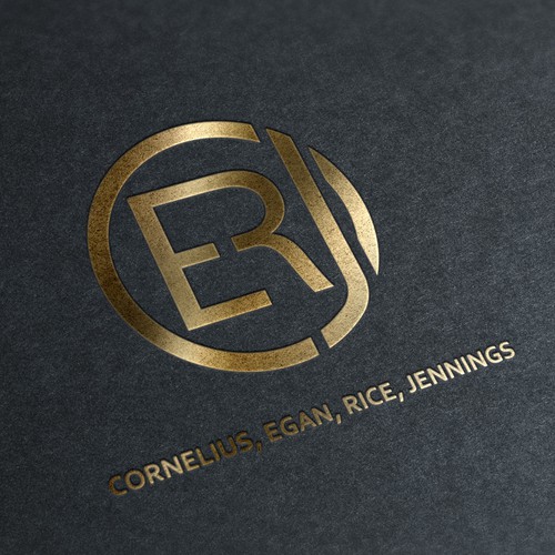 Law firm brand with the title 'Modern four letter monogram for 4 lawyers group '