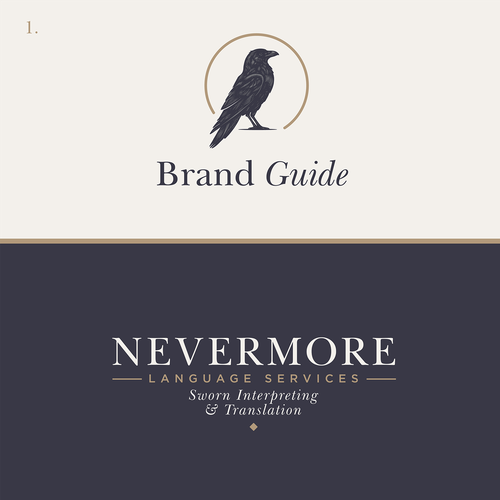 Design with the title 'Brand Guide for Nevermore, Language Services'