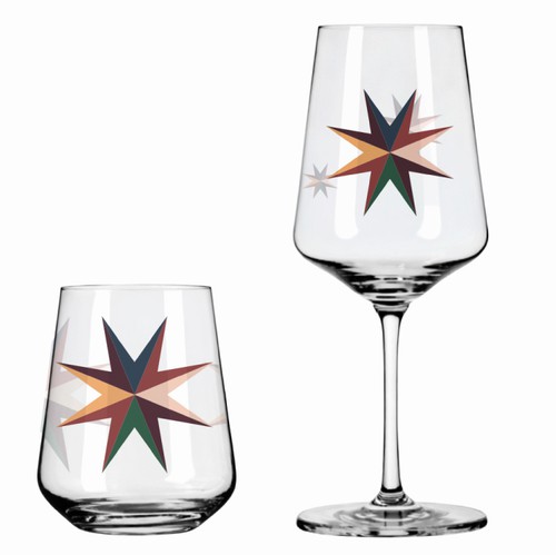 Bold artwork with the title 'Christmas sparkle glasses'