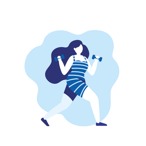 Fitness illustration with the title 'Monochrome illustration.'