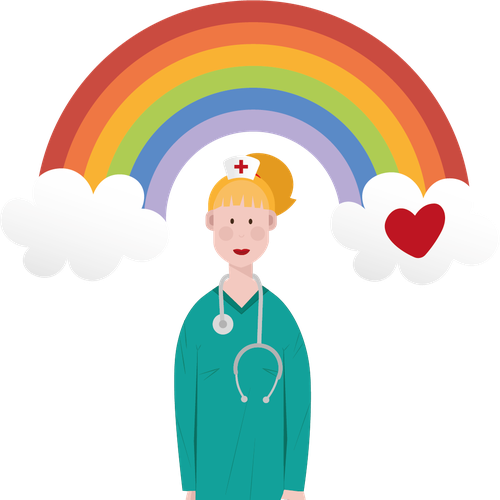 Rainbow artwork with the title 'Nurse in a rainbow'