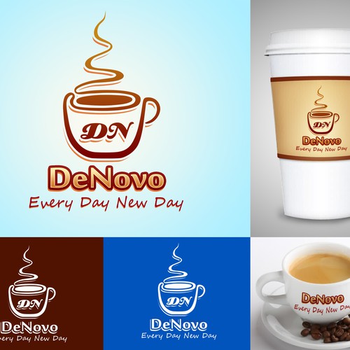 New logo with the title 'New logo for a high energy drive through coffee shop'