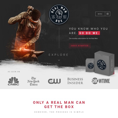 Bold website with the title 'Bold, modern design for men's subscription box'