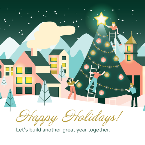 Christmas artwork with the title 'Happy Holidays'