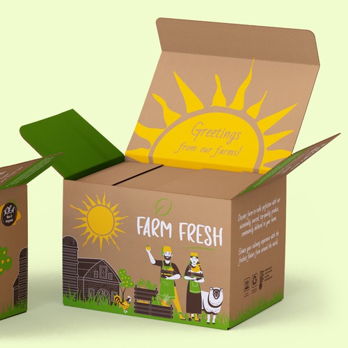 Cardboard packaging with the title 'Design of a Delivery Box for fresh produce'