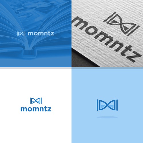 Hourglass logo with the title 'momntz'