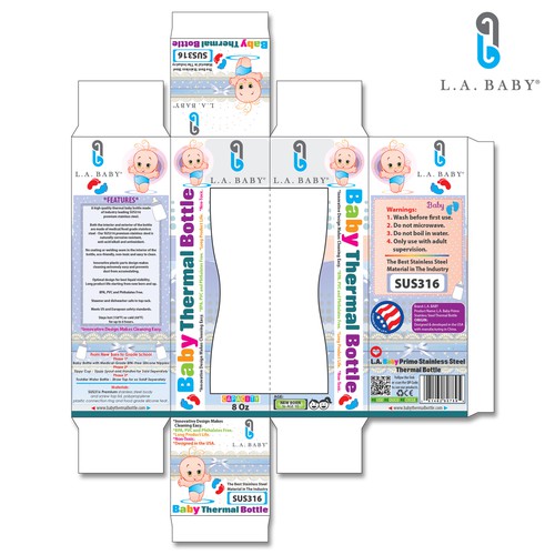 Baby packaging with the title 'Packaging Design for Baby Thermal Bottle.'