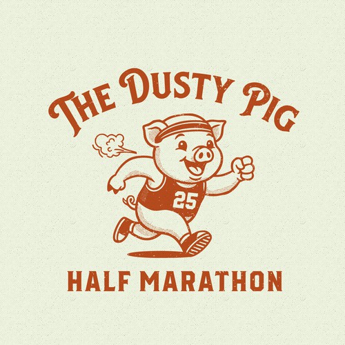 Marathon logo with the title 'The Dusty Pig - Half Marathon'