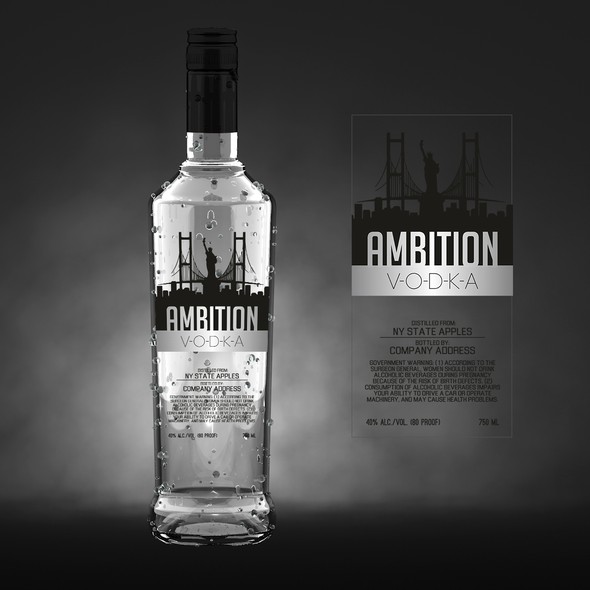 Vodka label with the title 'Modern label design for Ambition vodka'