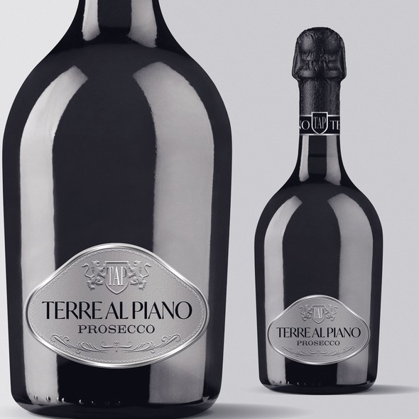 Prosecco label with the title 'Premium Prosecco Terre Al Piano Label Design'
