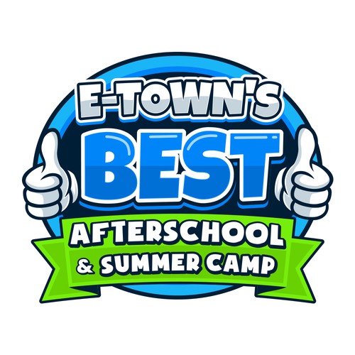 Thumbs up design with the title 'E-town's Best Afterschool and summer camp'