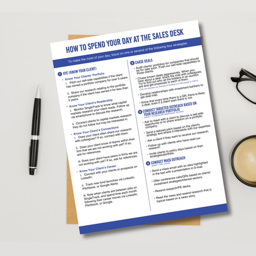 Handout design with the title 'One Page Handout - Contest Entry'