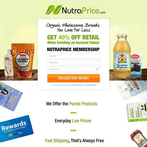 Subscription box design with the title 'NutraPrice.com'