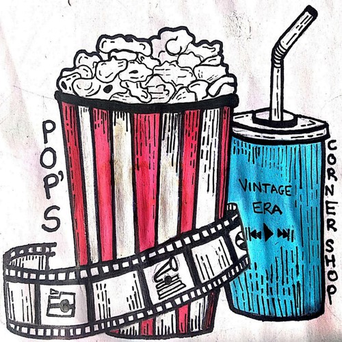 Popcorn logo with the title 'POP's Vintage Shop'