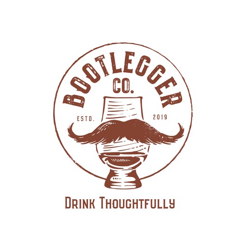 Masculine brand with the title 'Logo for a whiskey subscription service'