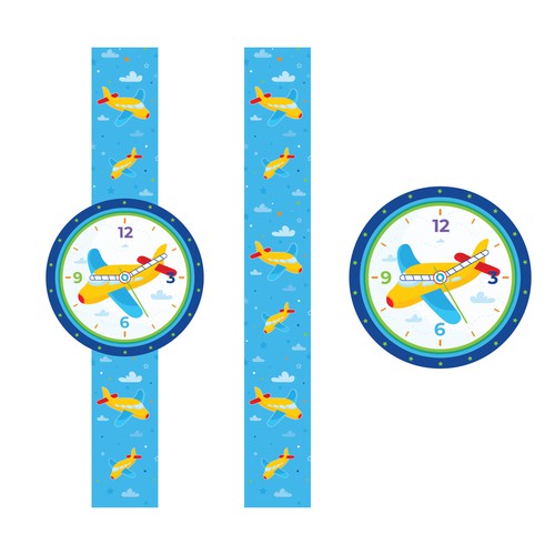 Fabric design with the title 'Boys watch design'