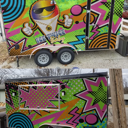 Food truck design with the title 'ICE TWICE BABY'