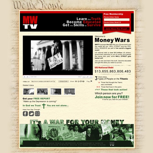 Money website with the title 'Web Design For Money Wars'