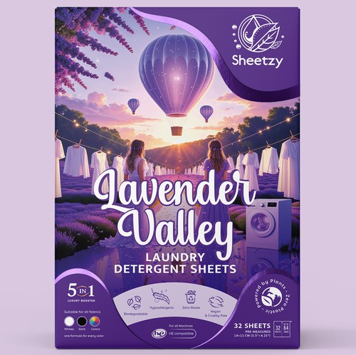 Packaging with the title 'Laundry Detergent Sheets pack'