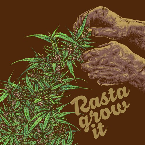 Cannabis design with the title 'Rasta grow it'