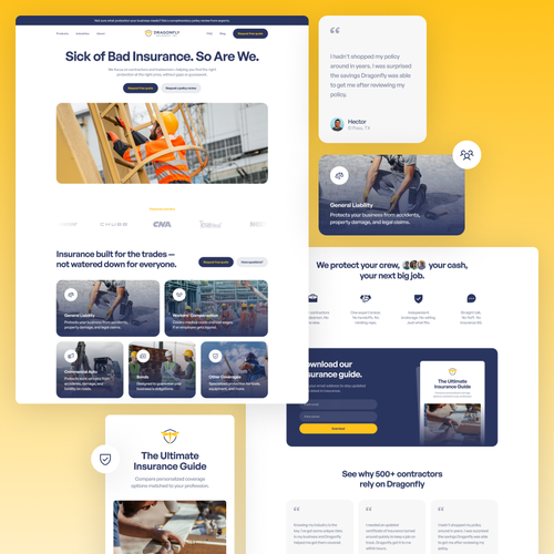 Figma design with the title 'Dragonfly Insurance'