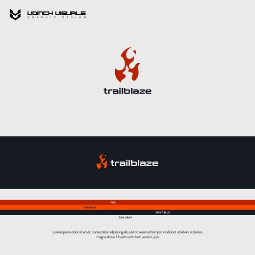 Flaming logo with the title 'Logo concept for Trailblaze'
