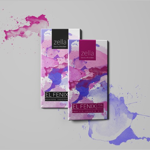 Chocolate bar design with the title 'Packaging design'