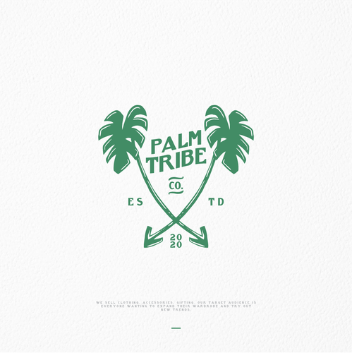 Tropical leaf logo with the title 'palm tribe logo'