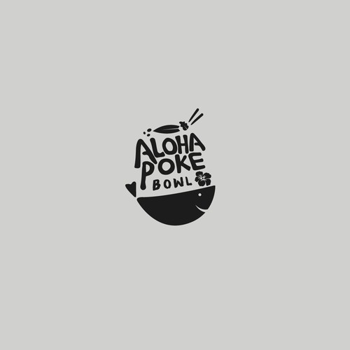 Seafood logo with the title 'Aloha Poke Bowl logo'