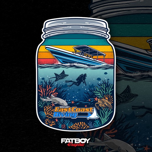 Diving design with the title 'Sticker Design for Bonaire East Coast Diving'