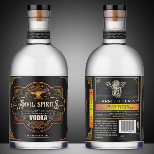 Vodka label with the title 'Anvil Spirits'
