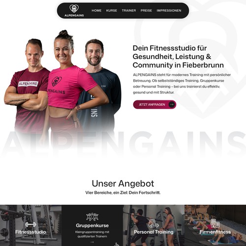 Health website with the title 'Premium One-Page Website Design for Health Fitness Studio'