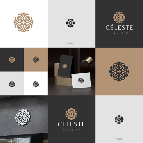 Letter logo with the title 'CELESTE PARFUM'