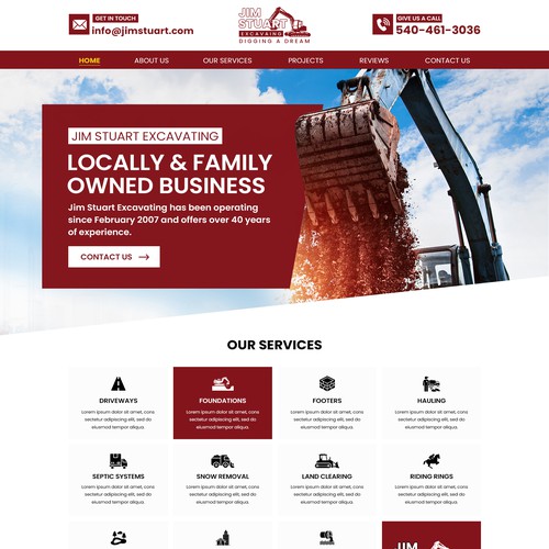 Construction website with the title 'Excavating website'