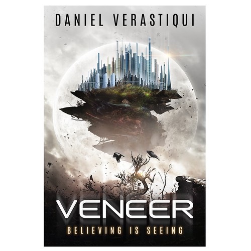 Augmented reality design with the title 'Veneer - Sci-fi Novel Cover Design'
