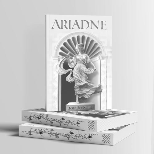 Greek design with the title 'Ariadne Book Cove, Jennifer Saint'