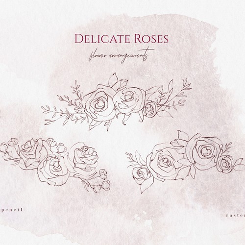 Blogger design with the title 'Rose Sketches & Watercolor Clipart'