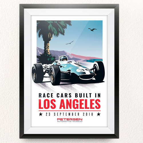 Automotive illustration with the title 'Racing Poster Design Concept'