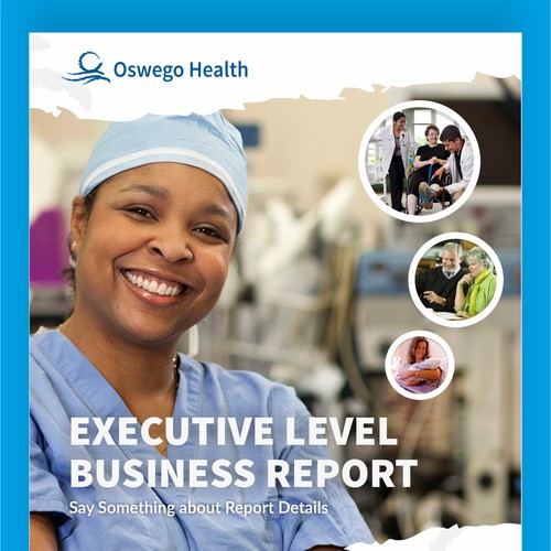 Report design with the title 'Oswego Health Word Contest'