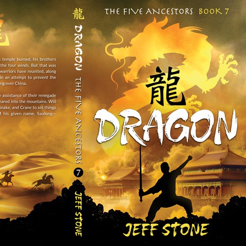 Adventure design with the title 'DRAGON, The Five Anscestors - Book 7'