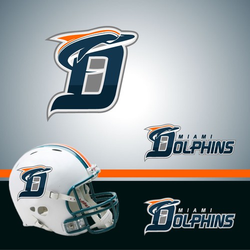 Dolphin design with the title 'Miami Dolphins NFL team re-design its logo!'