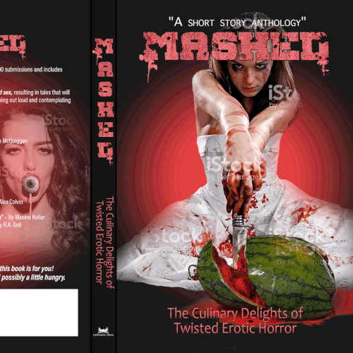 Food book cover with the title 'Bold book cover deign for short story collection.'