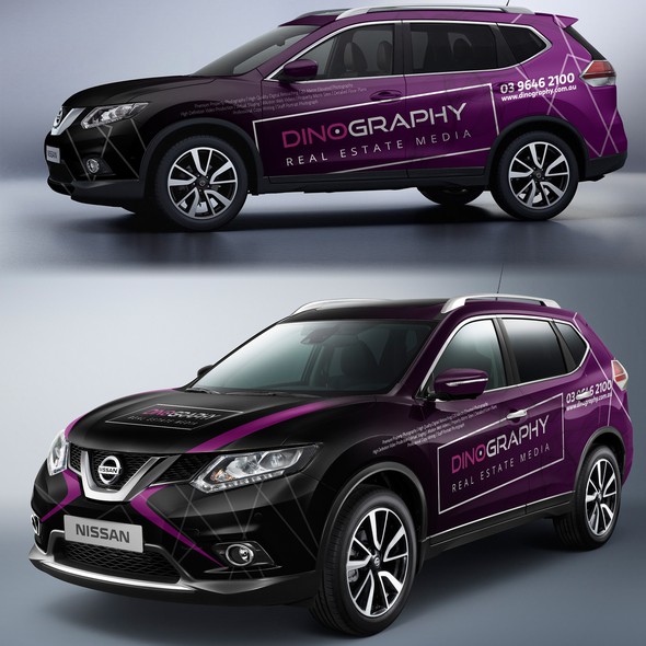 Purple and black design with the title 'Nissan wrap for photographer'