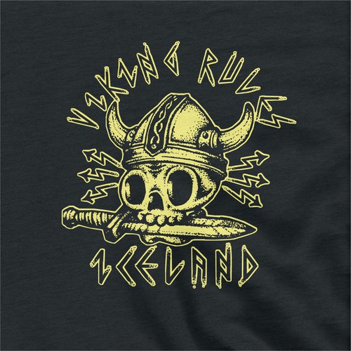 Freehand design with the title 'T shirt for a giftshop in Iceland'